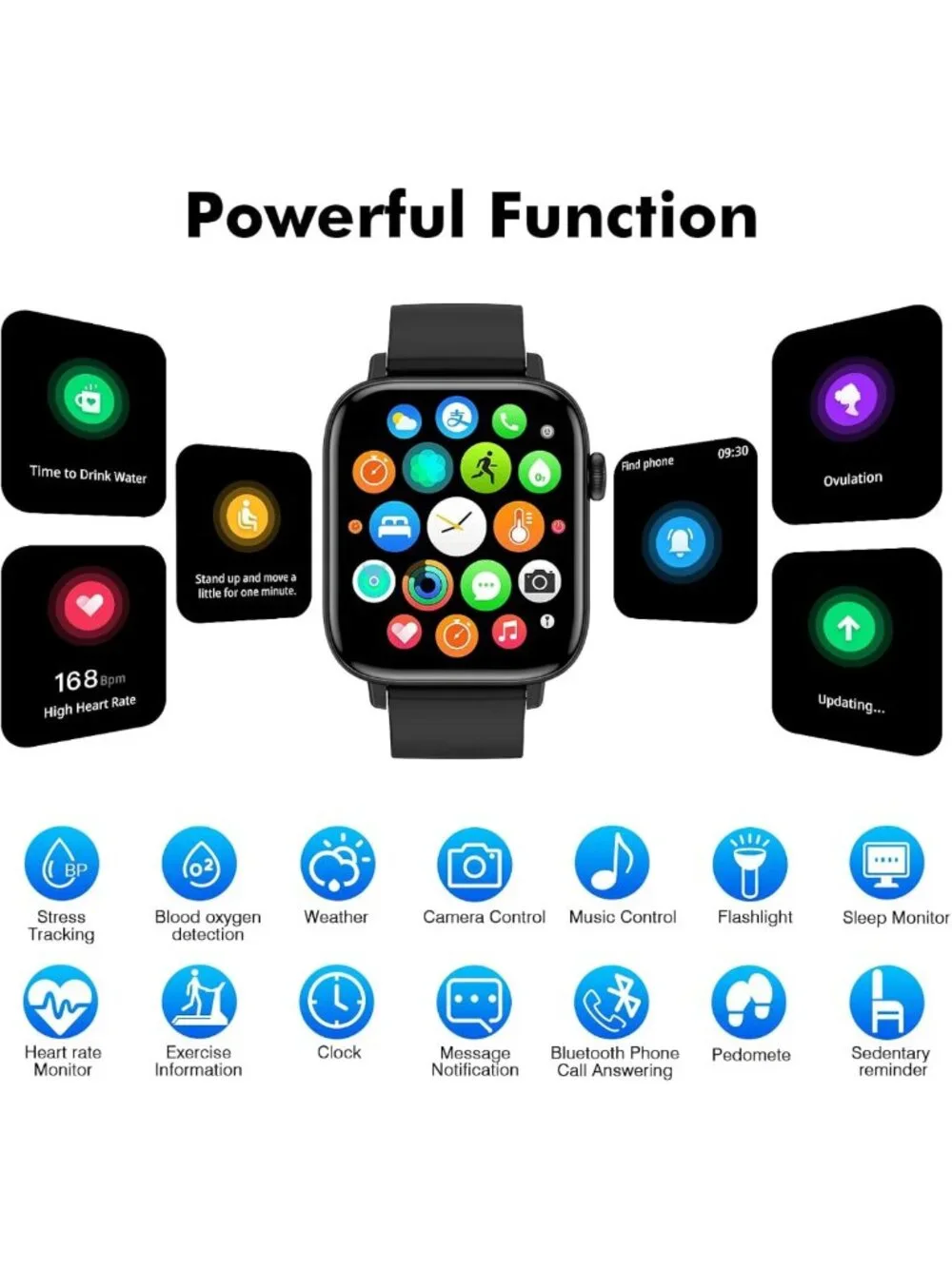 Waterproof Fitness Smart Watch, 1.9” Tracker with Call Function, Heart Rate