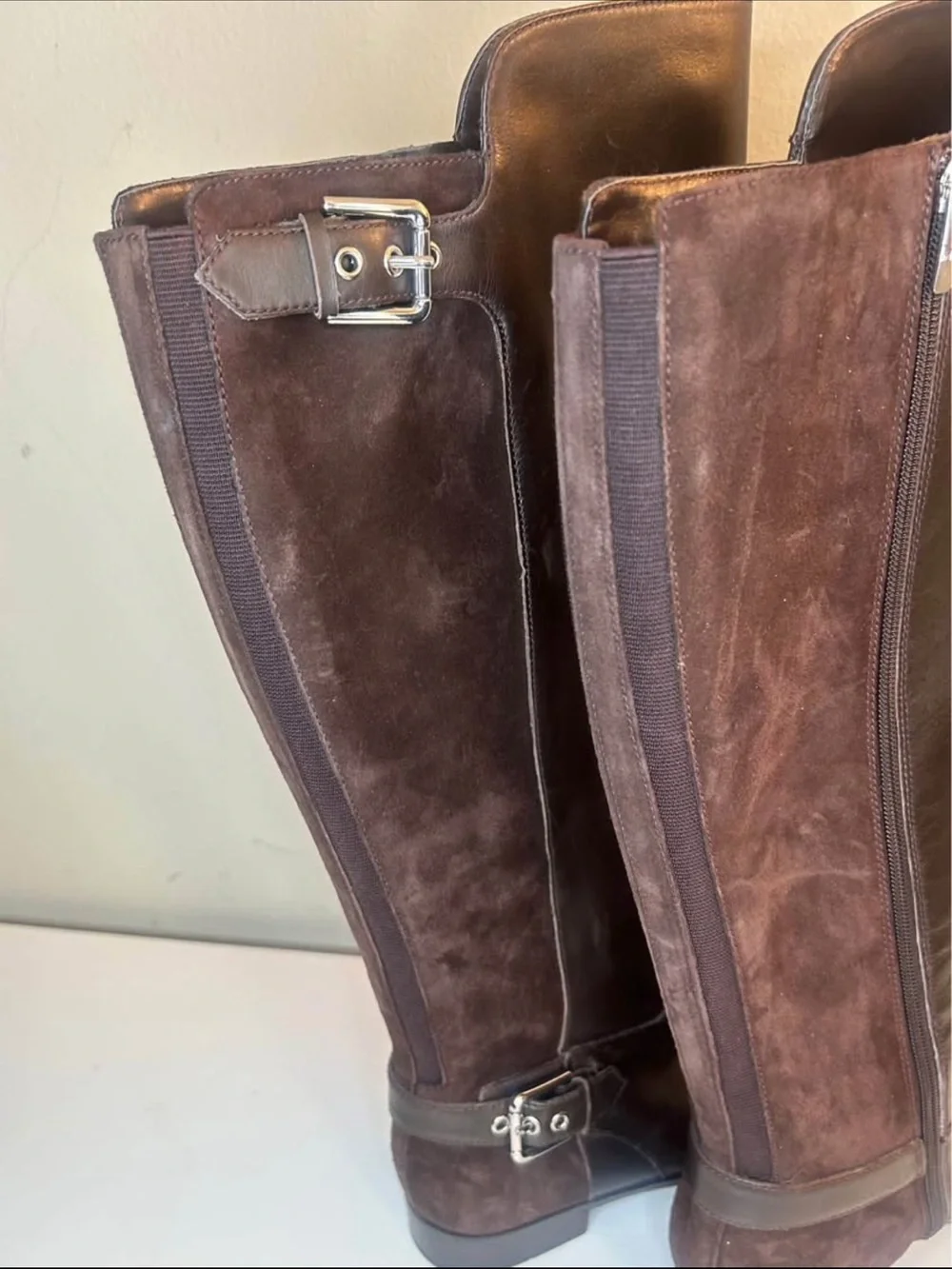 Marc Fisher Medium Calf Studded Tall Leather/Suede Boots Size 6.5