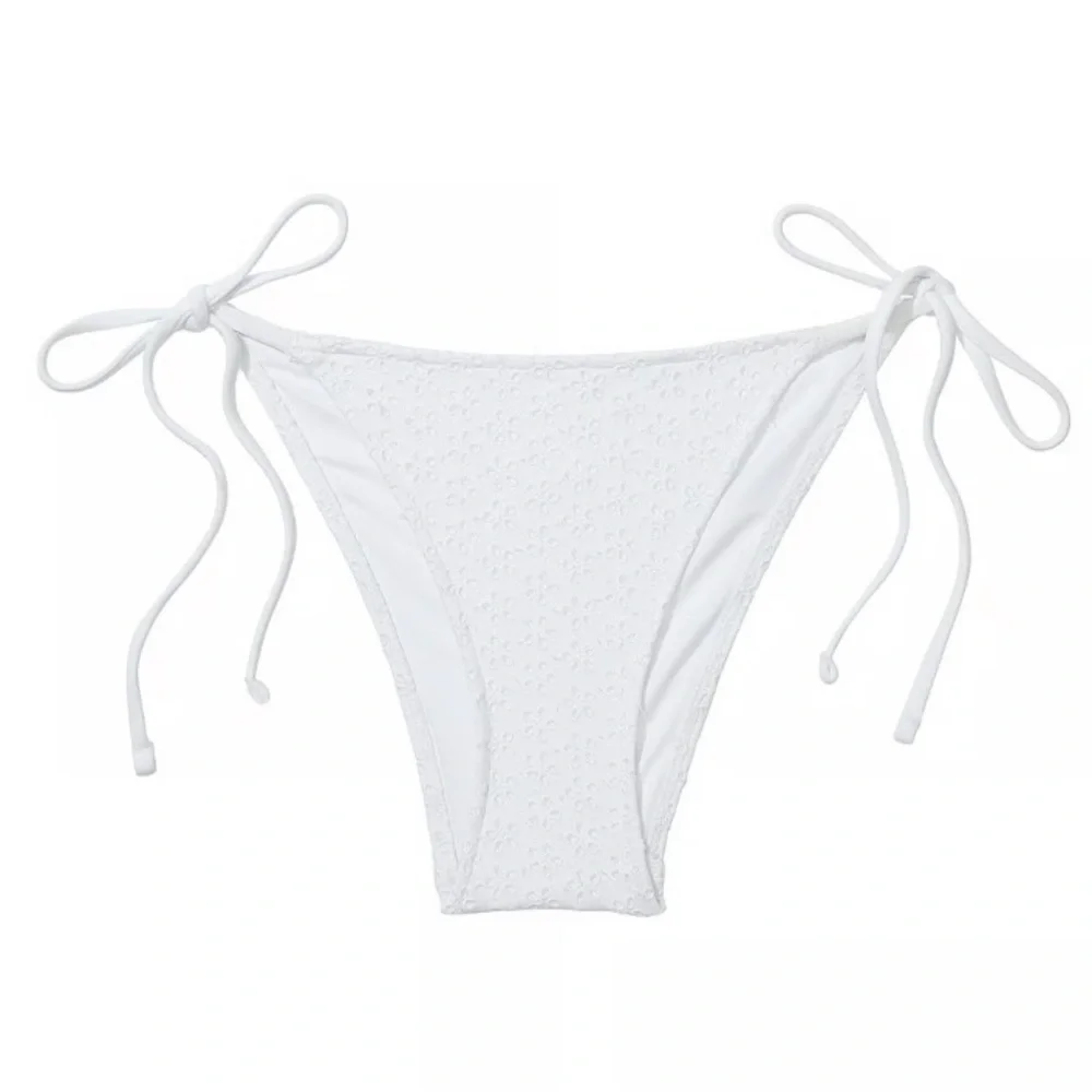 New! Frankie's Bikinis Bridgette White Eyelet String Bikini Bottom 1589