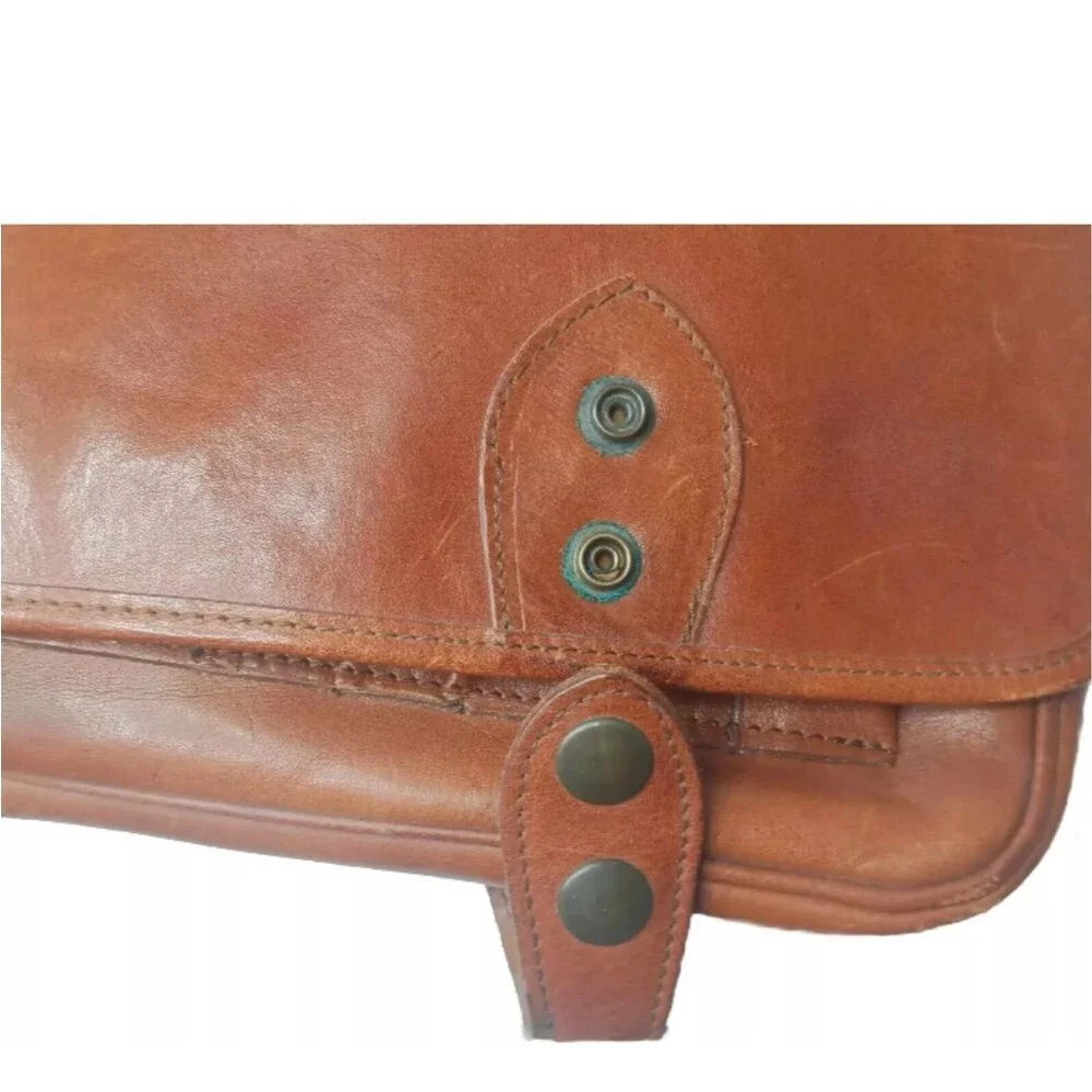 Vintage Handcrafted Leather Messenger Bag Cognac Brown ~Patina Present