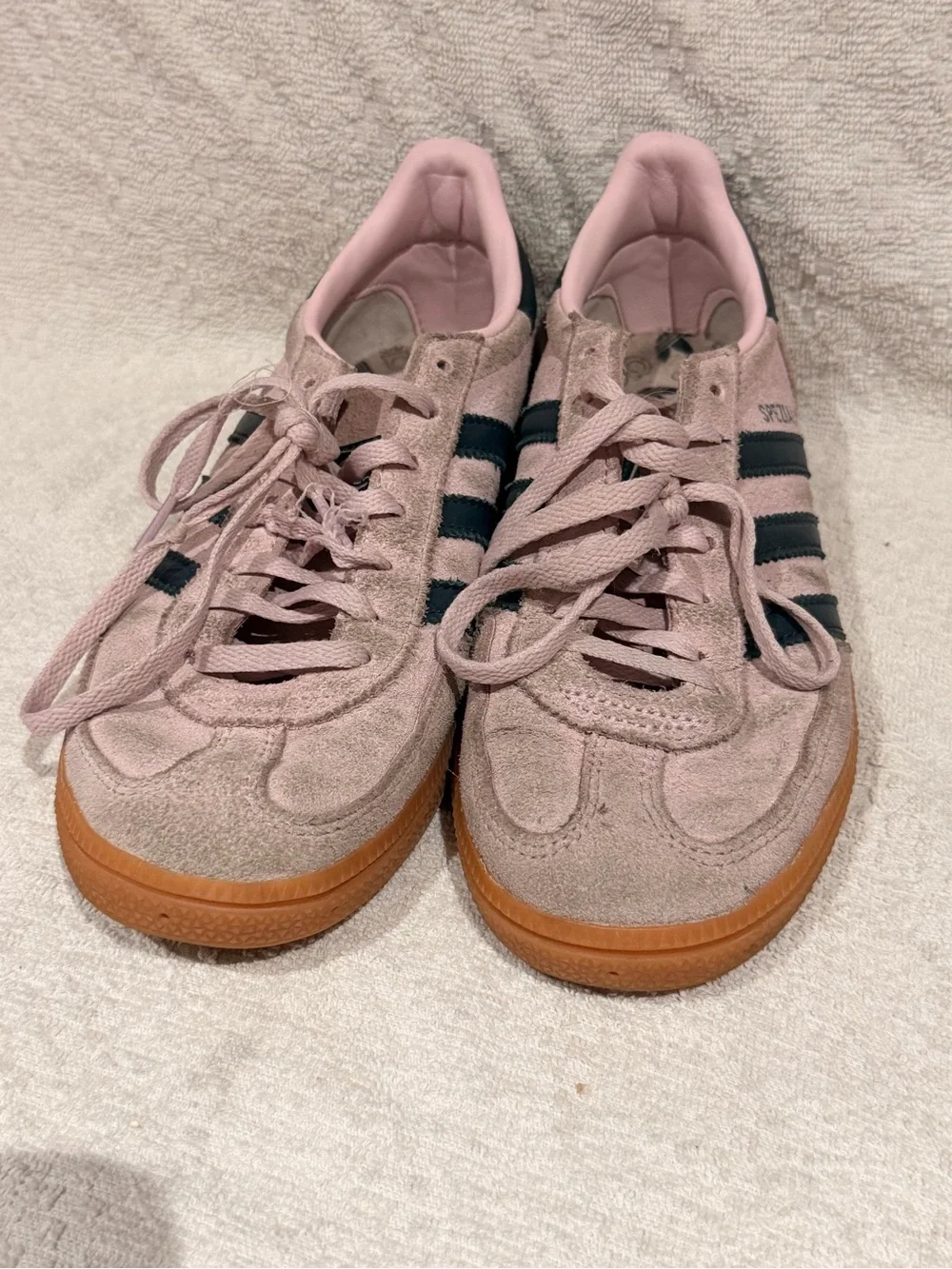 adidas Spezial Women's Suede Sneakers in Light Pink with Bl Stripes