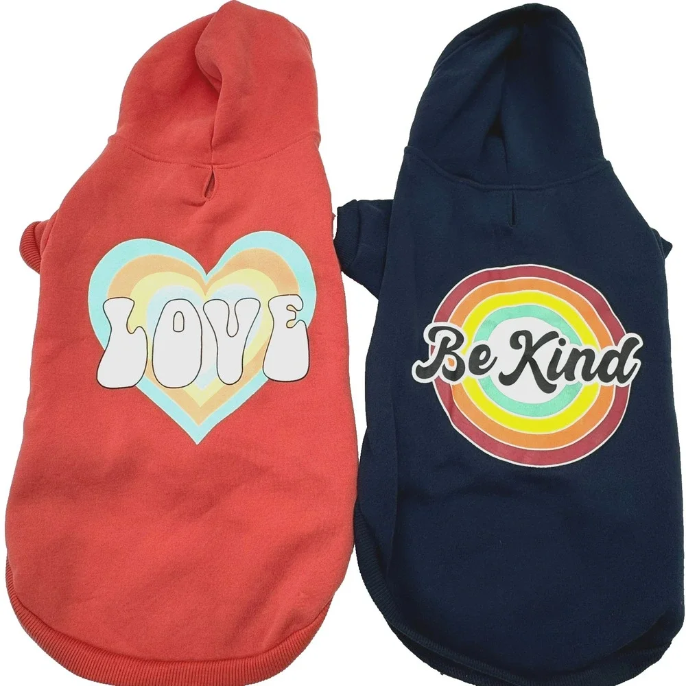 HEART TO TAIL Size Medium Set of 2 Hoodies Love Be Kind Boho Hippie Dog Sweaters