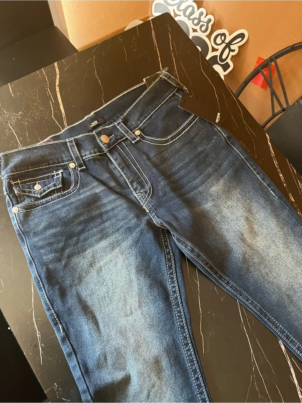 True Religion pocket visible stitching