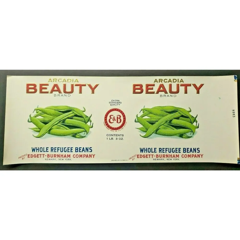 Vintage Arcadia Beauty Brand, Edgett Burnham Co New York 1940s Can‎ Label Z2