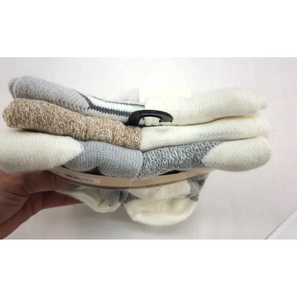 Muk Luks Crew Boot Socks Beige Gray 6-Pack Fits Women's Shoe Sizes 6-11 NWT