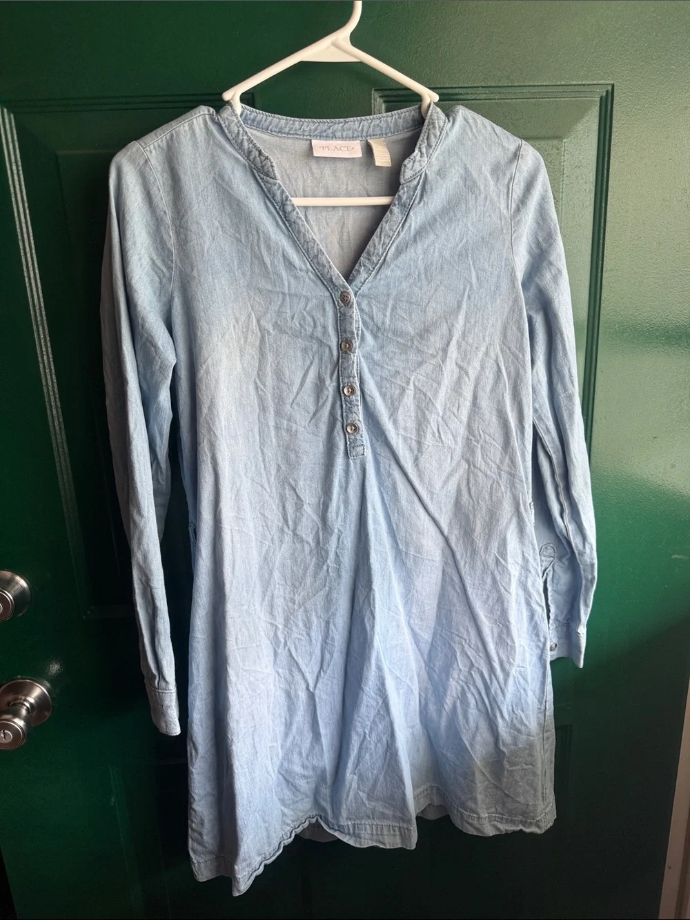 The Children's Place Light Blue Long-Sleeve Jean Dress