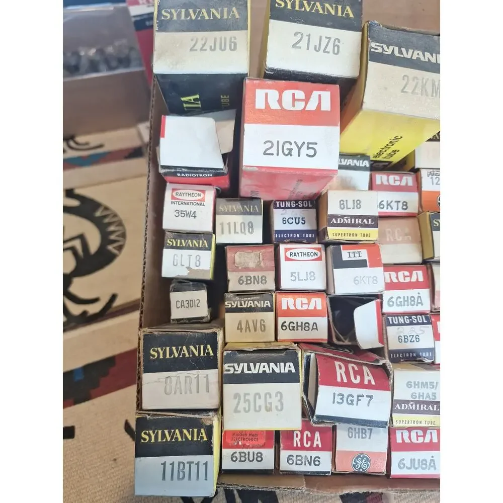 Vintage Vacuum Tubes Lot of 53 NOS Boxed RCA Sylvania GE Radio TV Audio