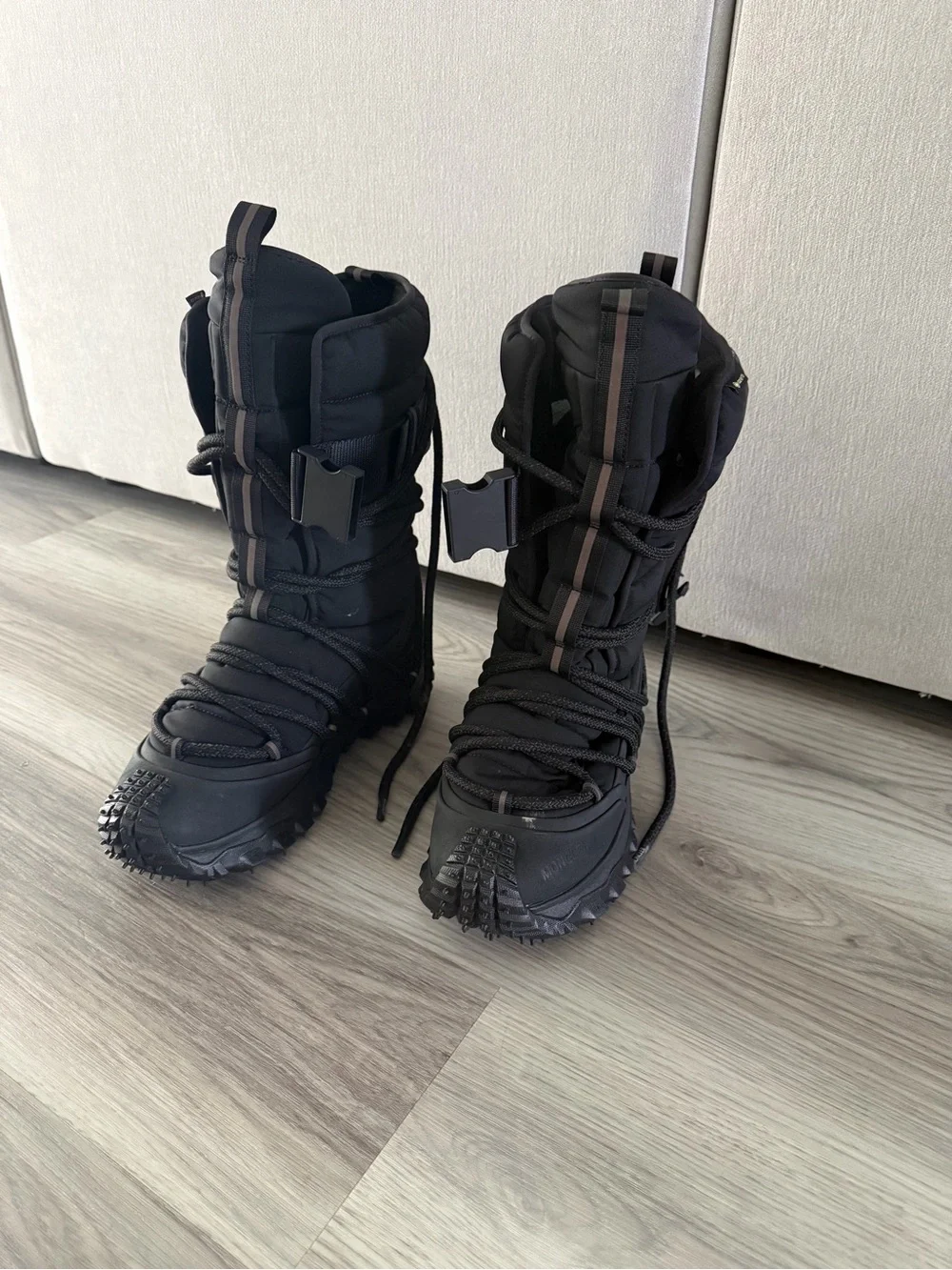 Moncler Black Quilted Lace-Up Men's Snow Boots