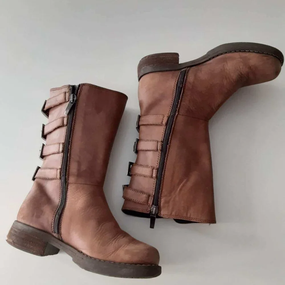 Simonetta Brown Butttery Fashionable Leather Boots - girls size 31