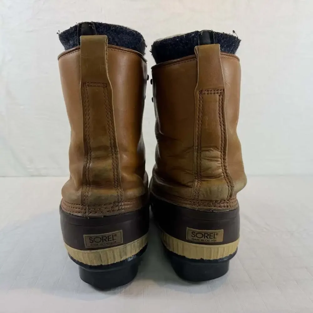 vintage Sorel Kaufman waterproof winter duck boots size 10 tan leather