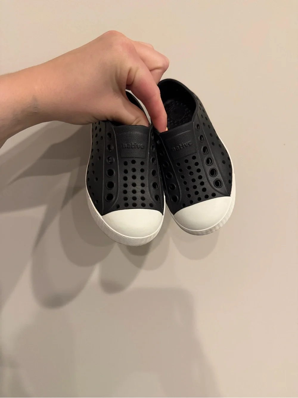 Native Kids Water Shoes Jefferson Slip-On - Black with White Toe