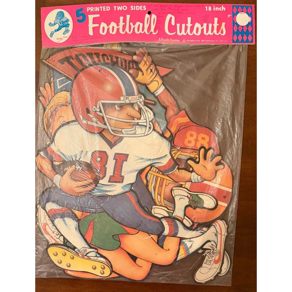 Vintage 1983 Beistle Football Cutouts 5 Piece Set 18