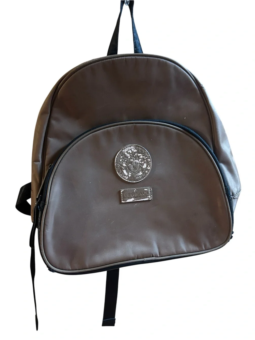 Versace-Inspired Brown Men's Backpack - Sleek Everyday Carry