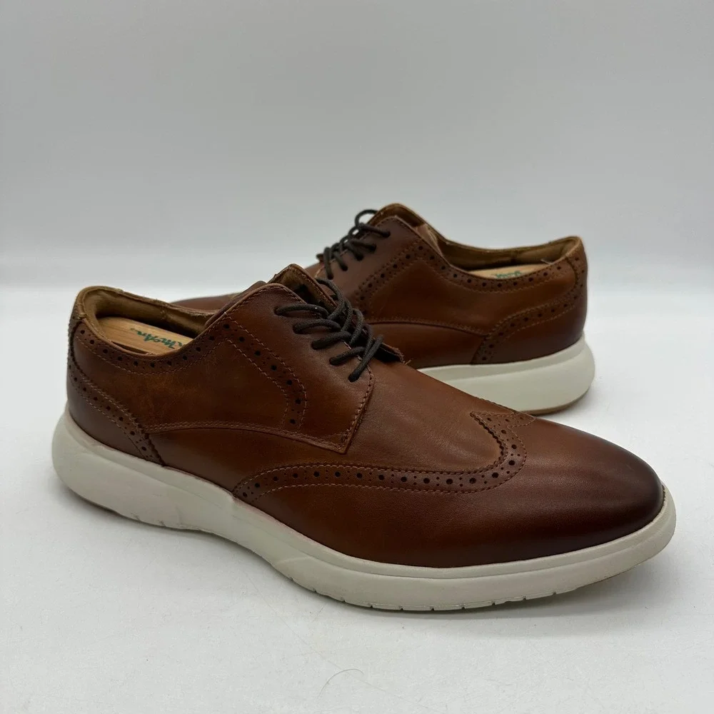 Florsheim 11768-229 Mens 8.5M Cognac‎ Brown Leather Dash Wingtip Oxford Shoes