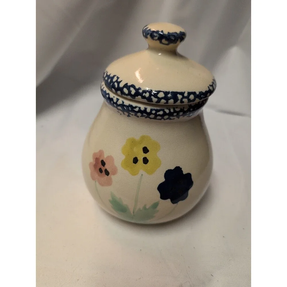 Vintage Spongeware Floral Canister World Bazaar Inc Made In China Vintage