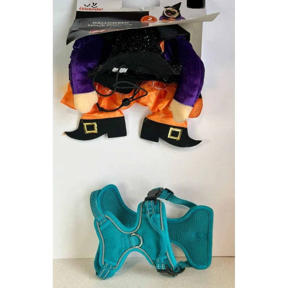 Way To Celebrate Halloween Witch Costume Small Teal Dog Harness Lot