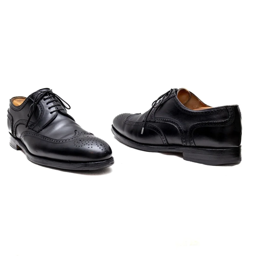 Men's Berwick 1707 Black Leather Brogue Oxford Shoes  Size 10 UK‎ / US 11