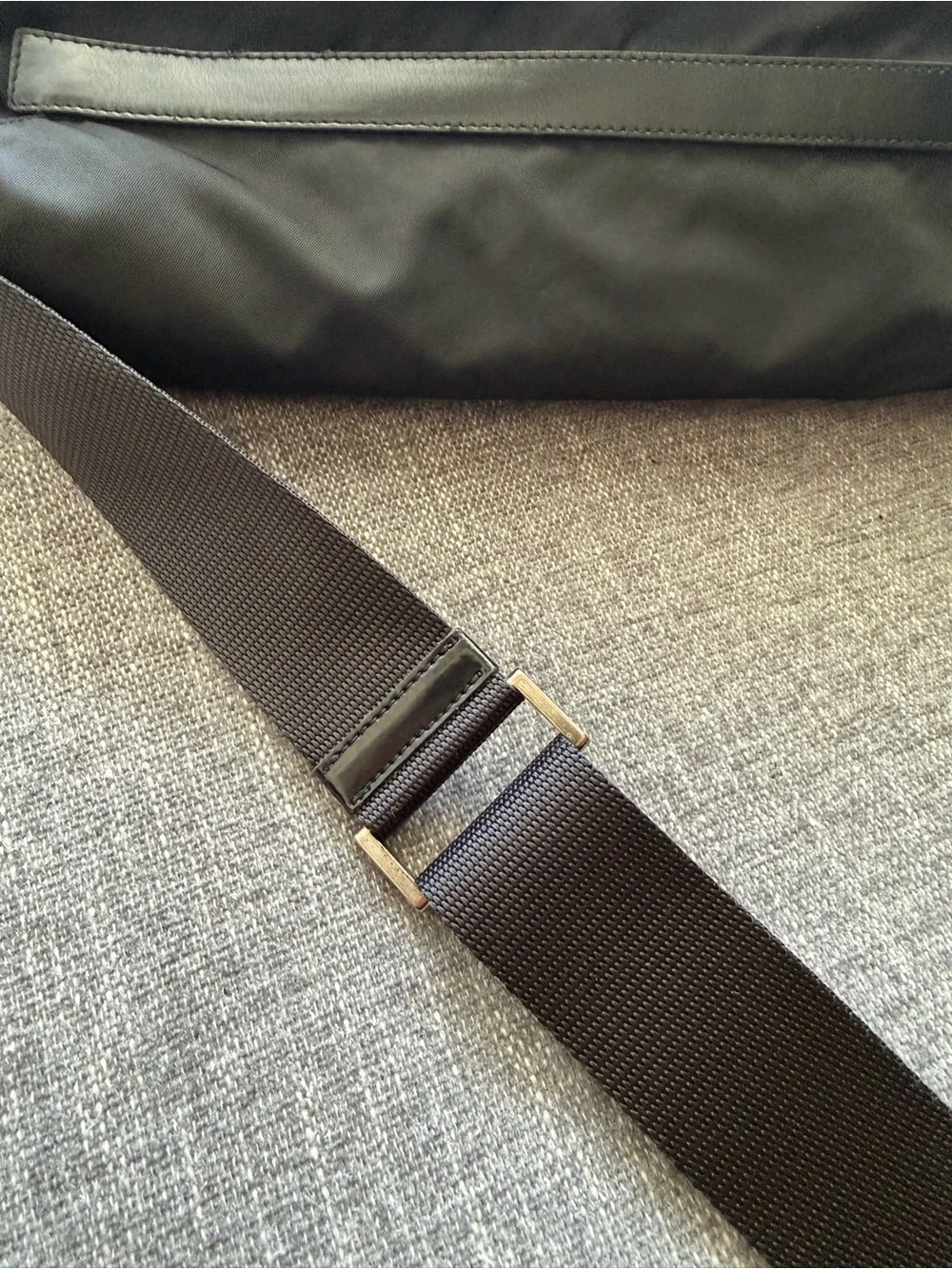 Prada Black Nylon Crossbody Messenger Bag with Buckle Accents