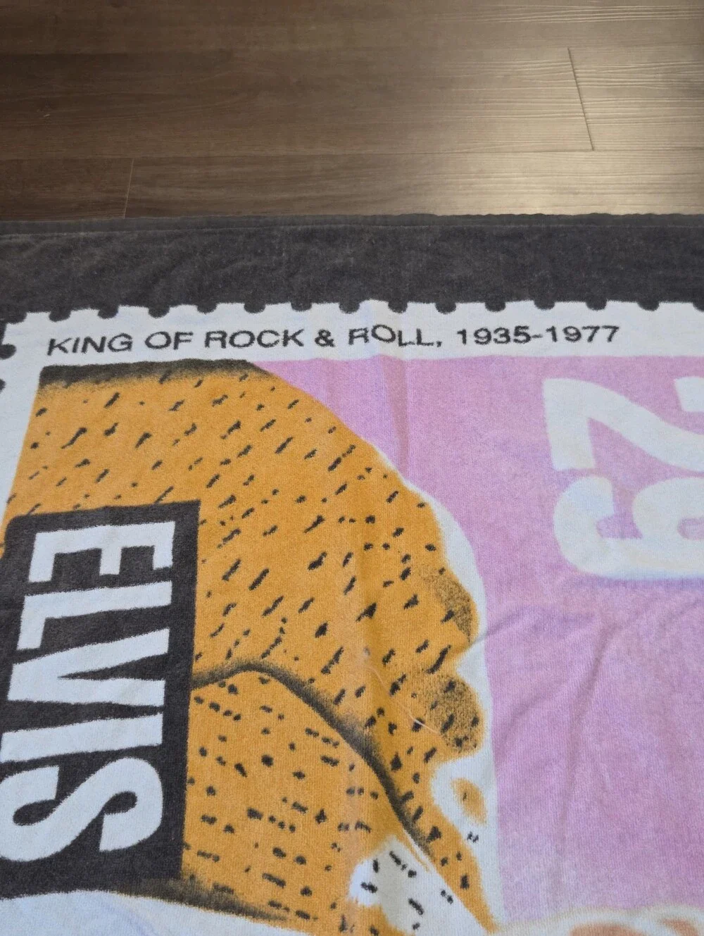 Vintage 1992 Elvis Presley Beach Towel 29 cent Postage Stamp Graphics
