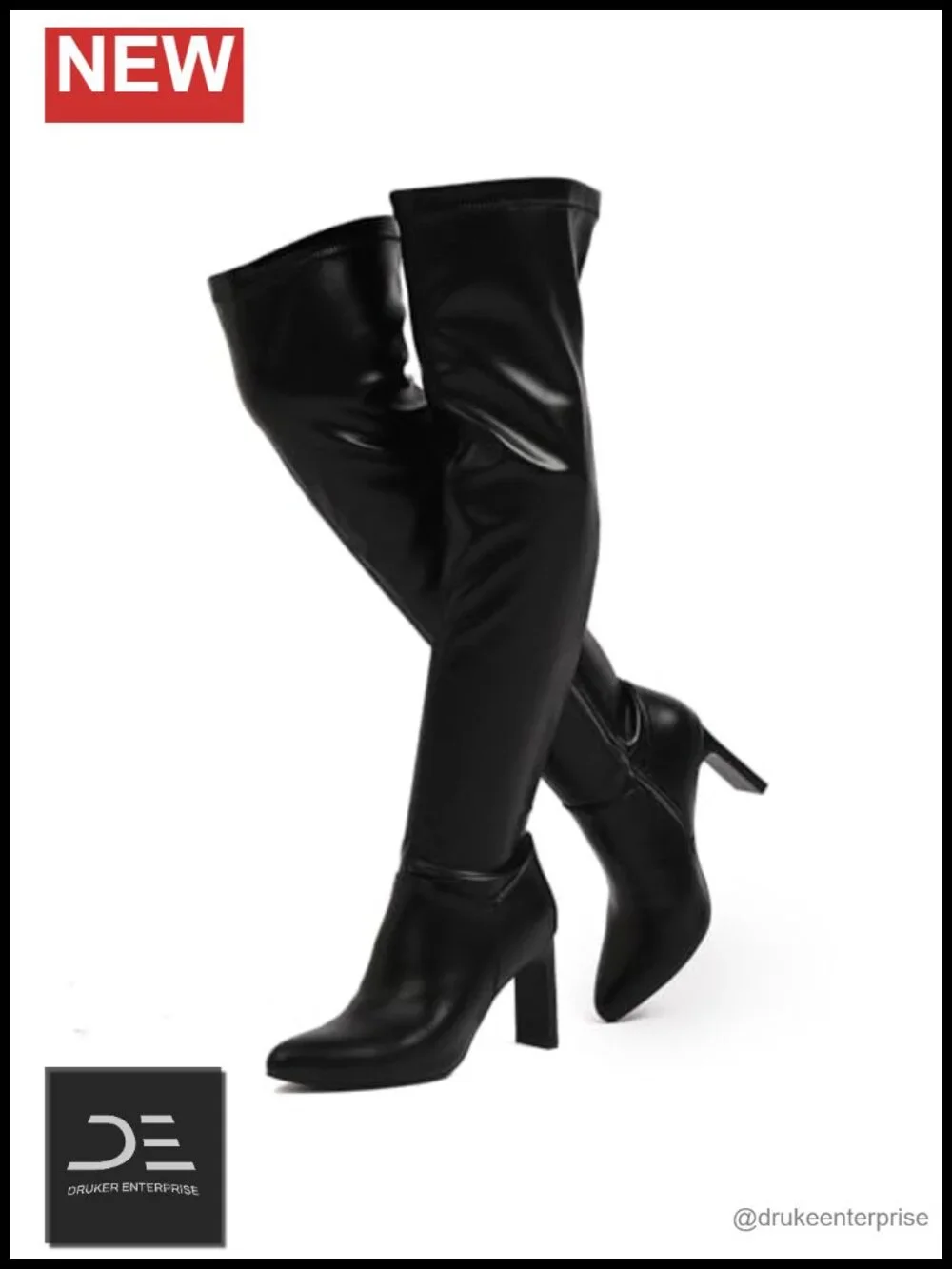 Thigh High Boots Women Pointed Toe Over The Knee Stretch Fabric Block Heel