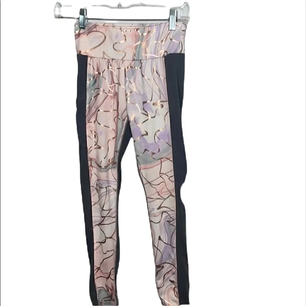 Justice Metallic Rose Gold/ Grey Leggings. Size 12.‎