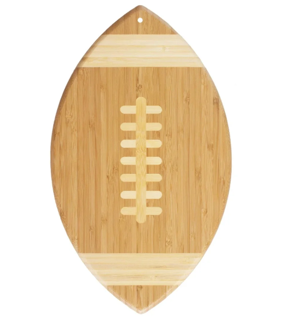 Totally Bamboo Football Shaped Wood Cutting Board Charcuterie Board 15” Long NEW