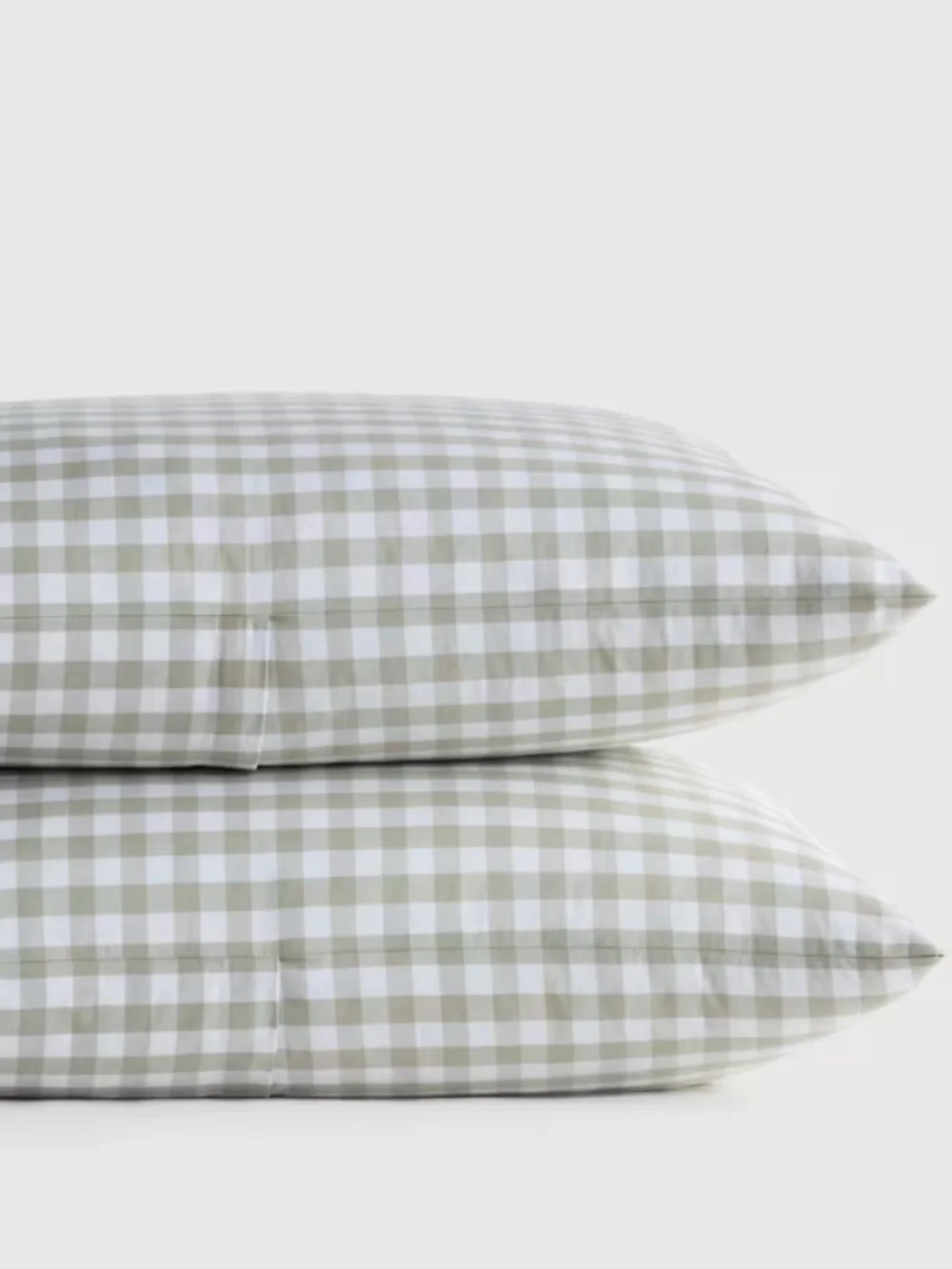 Organic Crisp Percale Gingham Sham Set Willowleaf Queen Standard