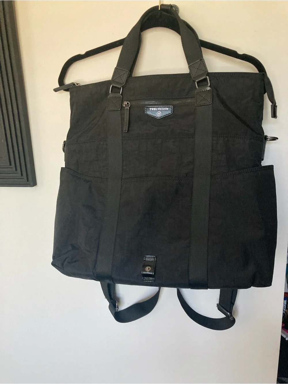 Twelvelittle Black Convertible diaper bag Backpack Tote