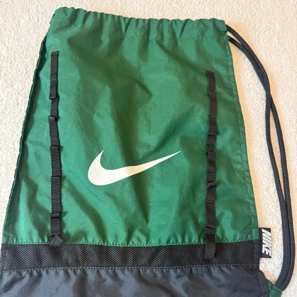 Nike Training Gym Sack Green Black Drawstring Backpack Bag