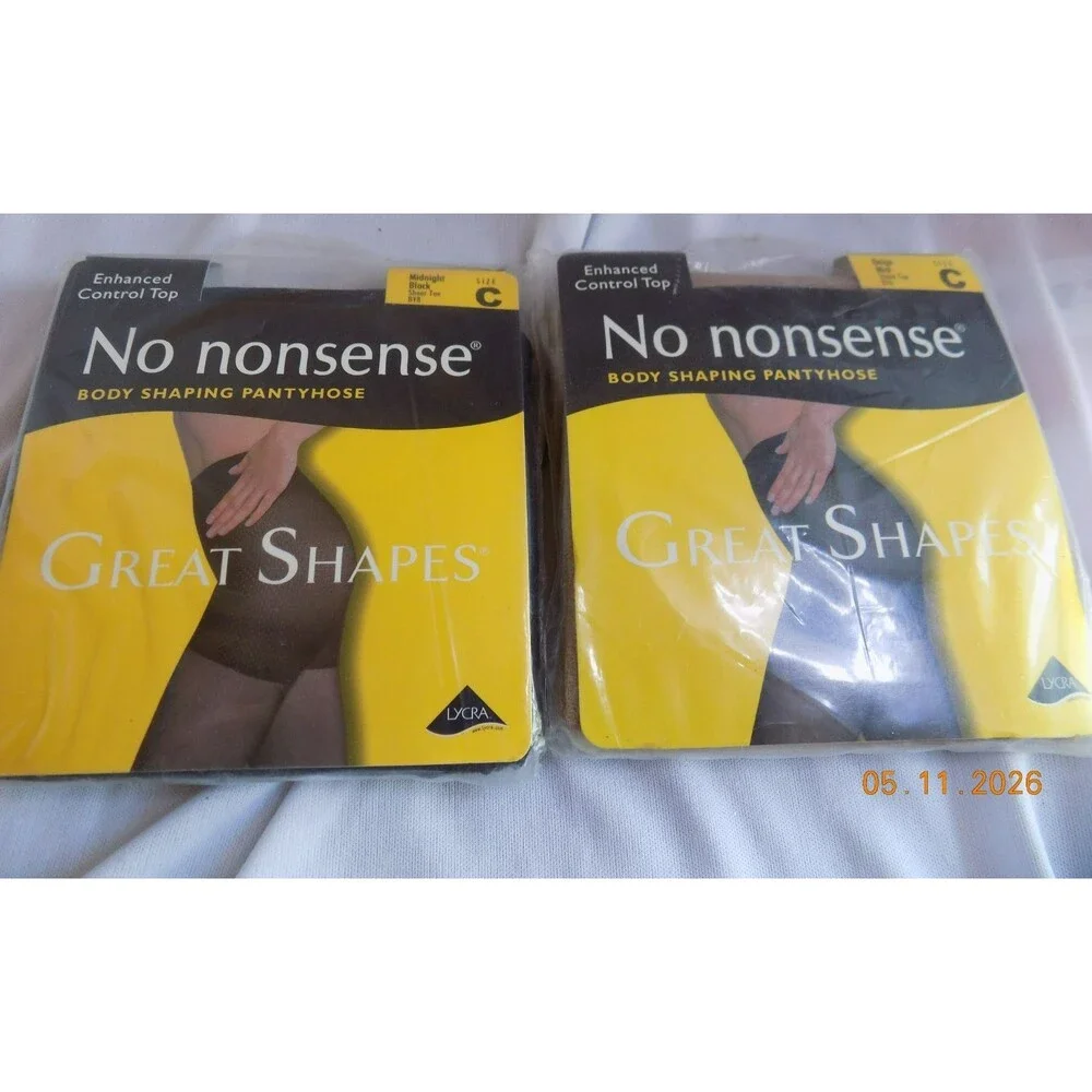 New No nonsense women's pantyhose size c beige/midnight black