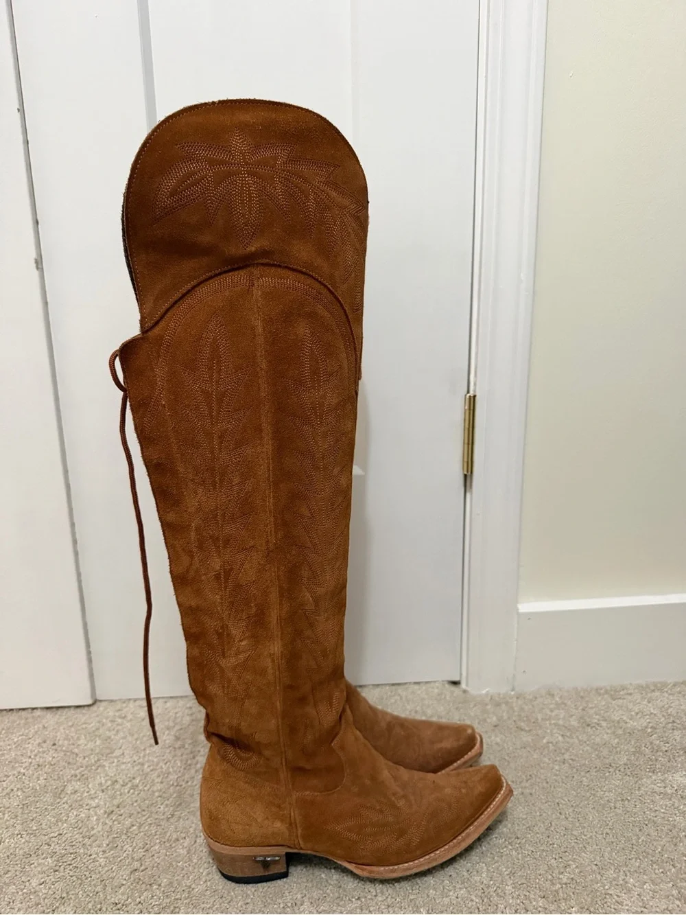Lane boots stacked detailing upper
