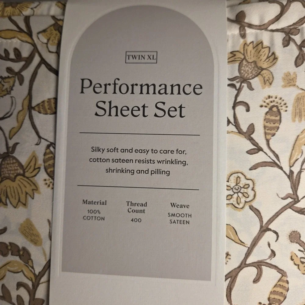 Twin/Twin XL 400 Thread Count Performance Sheet Set Cool Floral - Threshold‎ NEW