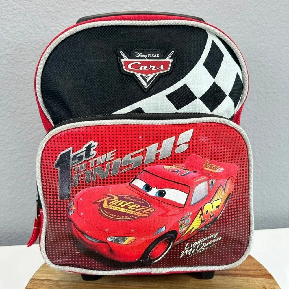 Y2K Disney Pixar Cars Lightning McQueen Rolling Backpack‎ Suitcase 13