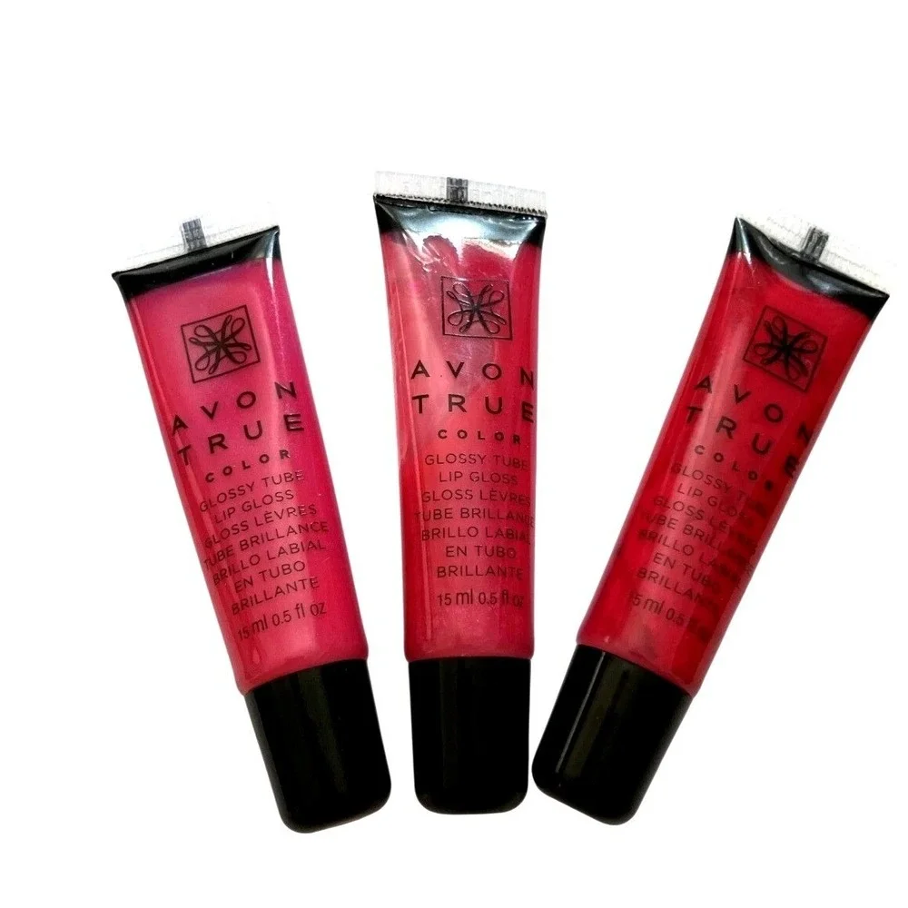 3 Avon True Color Glossy Tube Lip Gloss Pink Burst 15ml 0.5 fl oz New‎ Old STOCK
