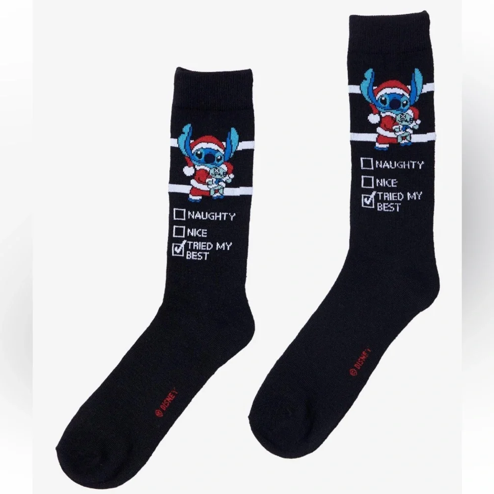 Disney Lilo‎ & Stitch Tried My Best Holiday Crew Socks Hot Topic Christmas