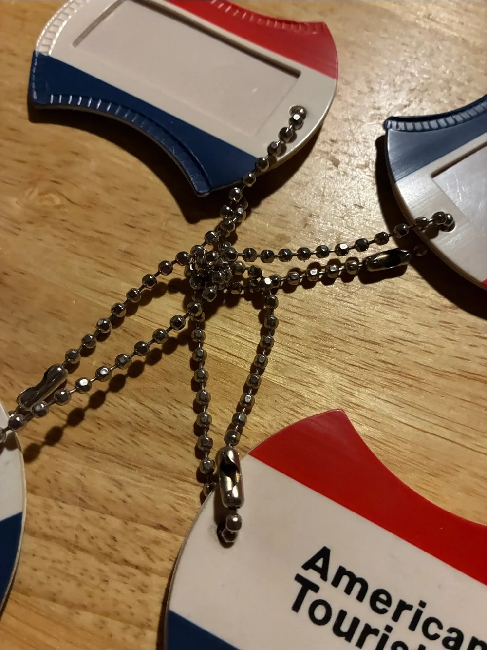 American Tourister Red White Blue Vintage Luggage ID Tag Set