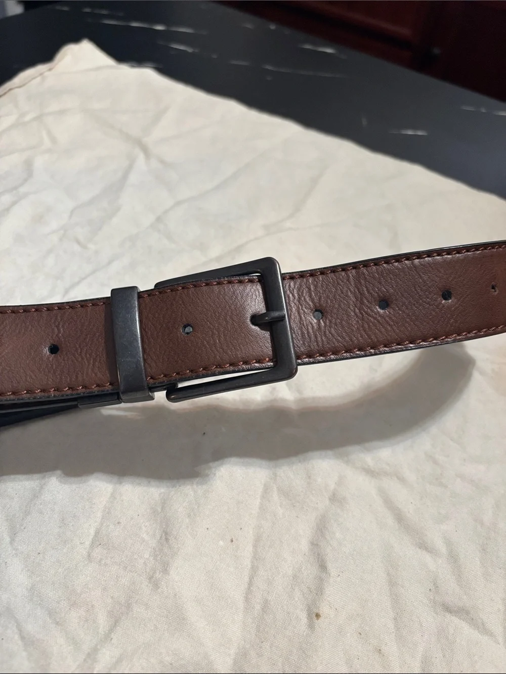 Levi's Brown Leather Belt with Matte Black Buckle