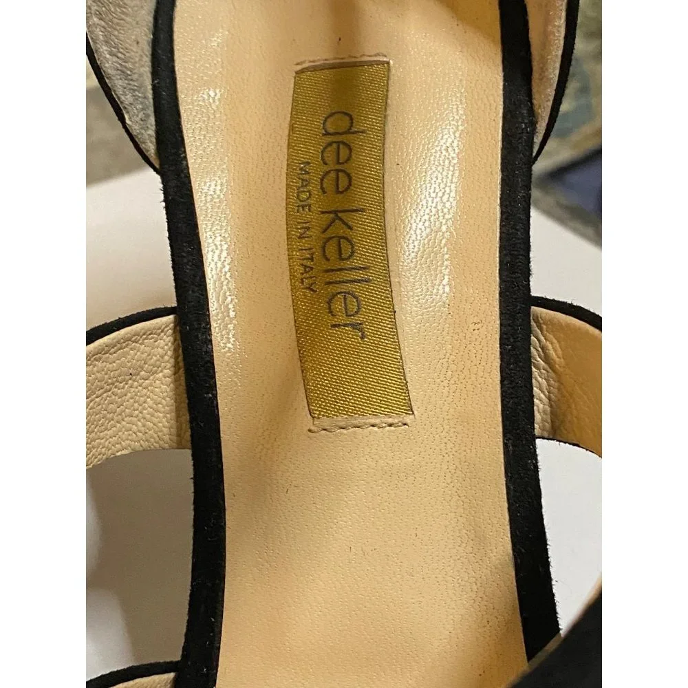 dee keller black strappy studded wedges‎ made in Italy Sz 39(8.5)