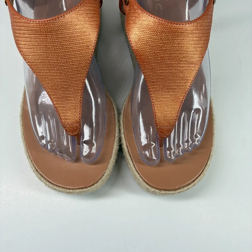 Vionic Kirra Women's US 8 Copper Leather Orthotic Casual Wedge Espadrille Sandal