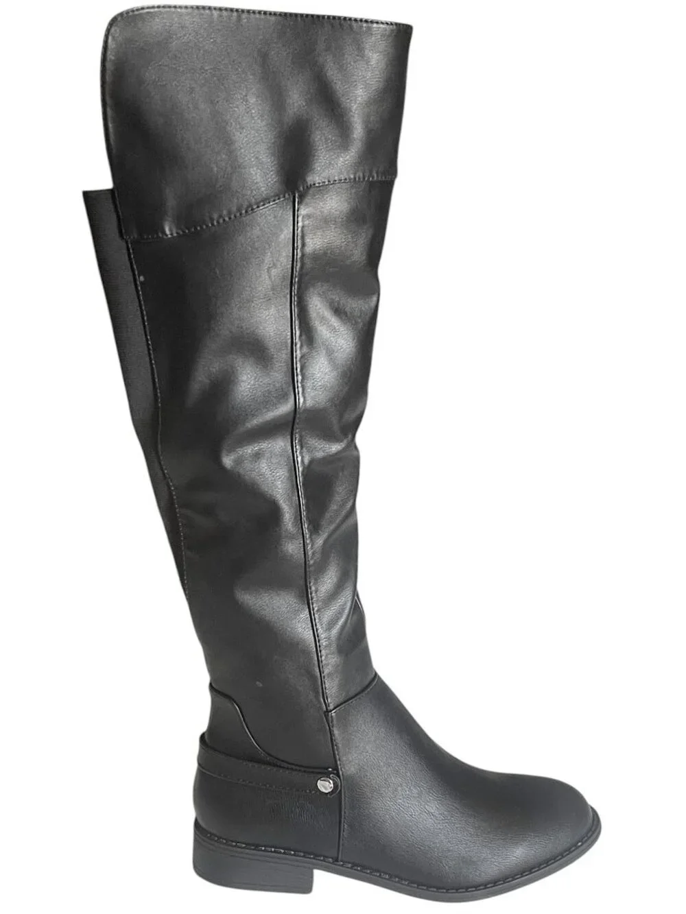 Wild Diva Oksana-85 Convertible Over Knee Back Elastic Panel Black Boots 7.5