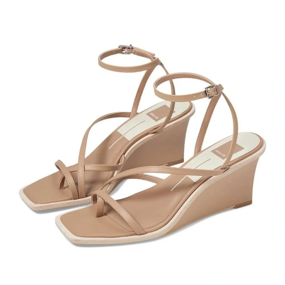 Dolce Vita || Gemini Wedge Sandals Strappy Tan Beige Nude 9.5‎ NWOB