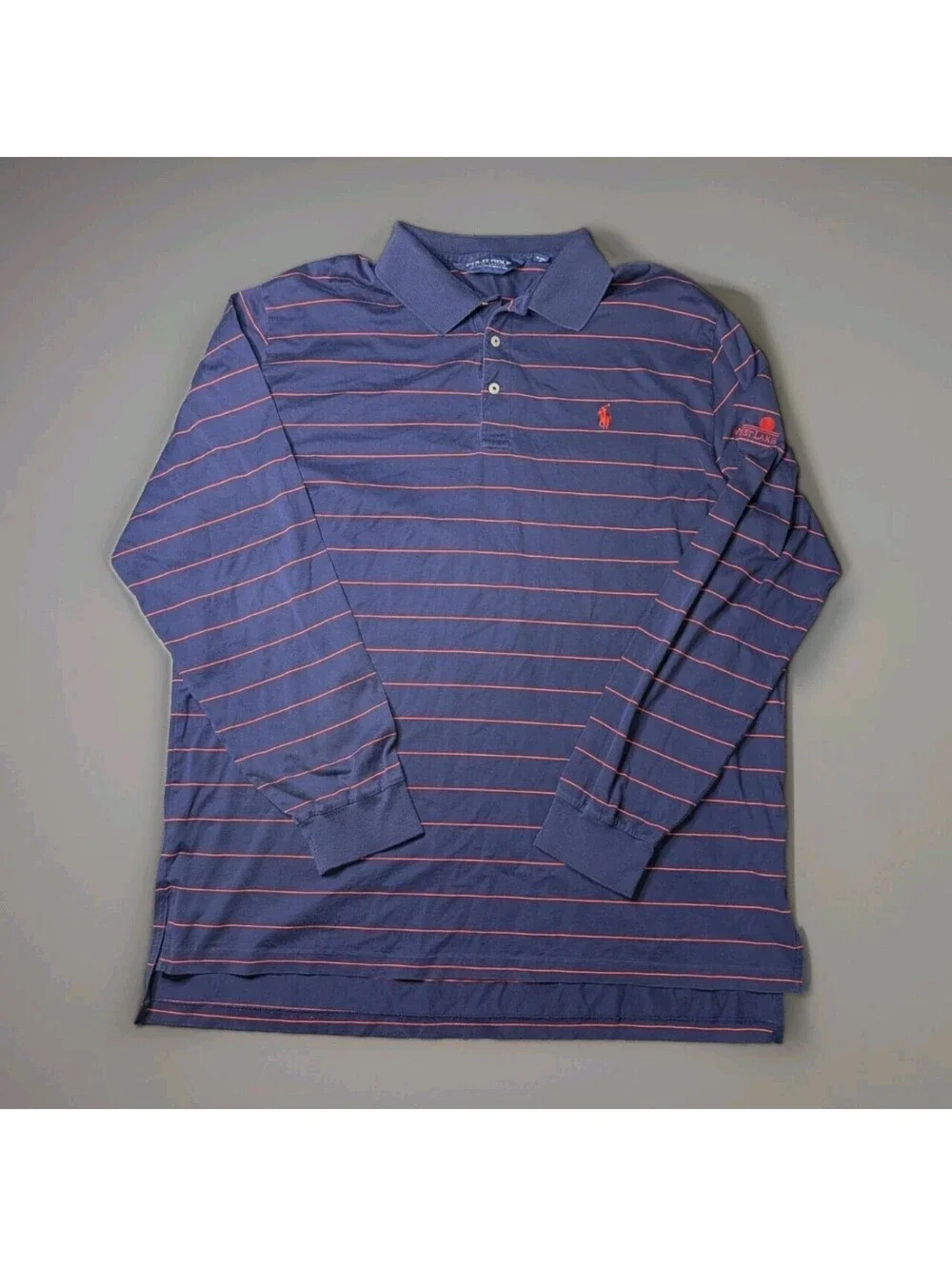 Polo Ralph Lauren Golf Polo Long Sleeve Striped Blue Orange XL West Lake