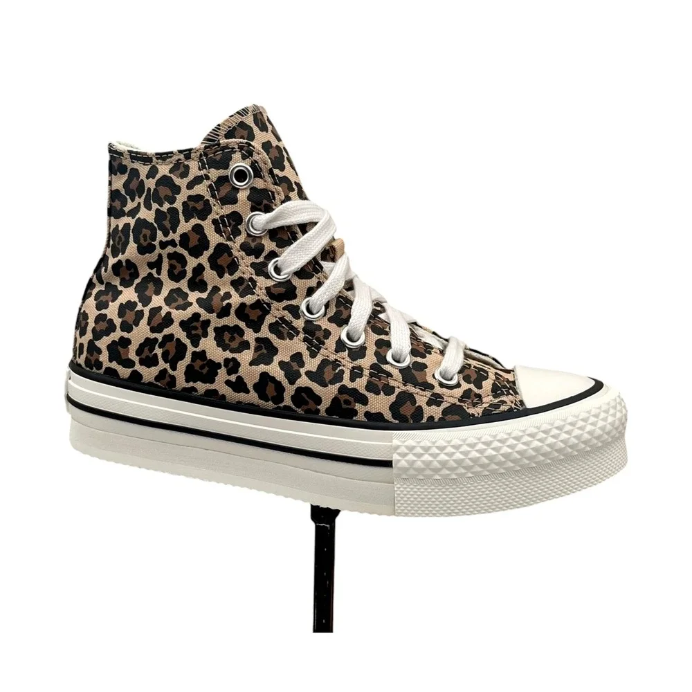 Converse Chuck Taylor Lift Youth Girls High-Top Sneakers Size 1 Vintage Leopard