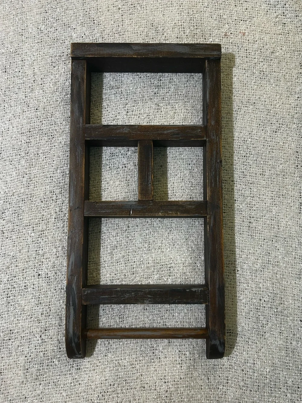 Vintage cottagecore distressed rustic wooden mini ladder trinket shelf