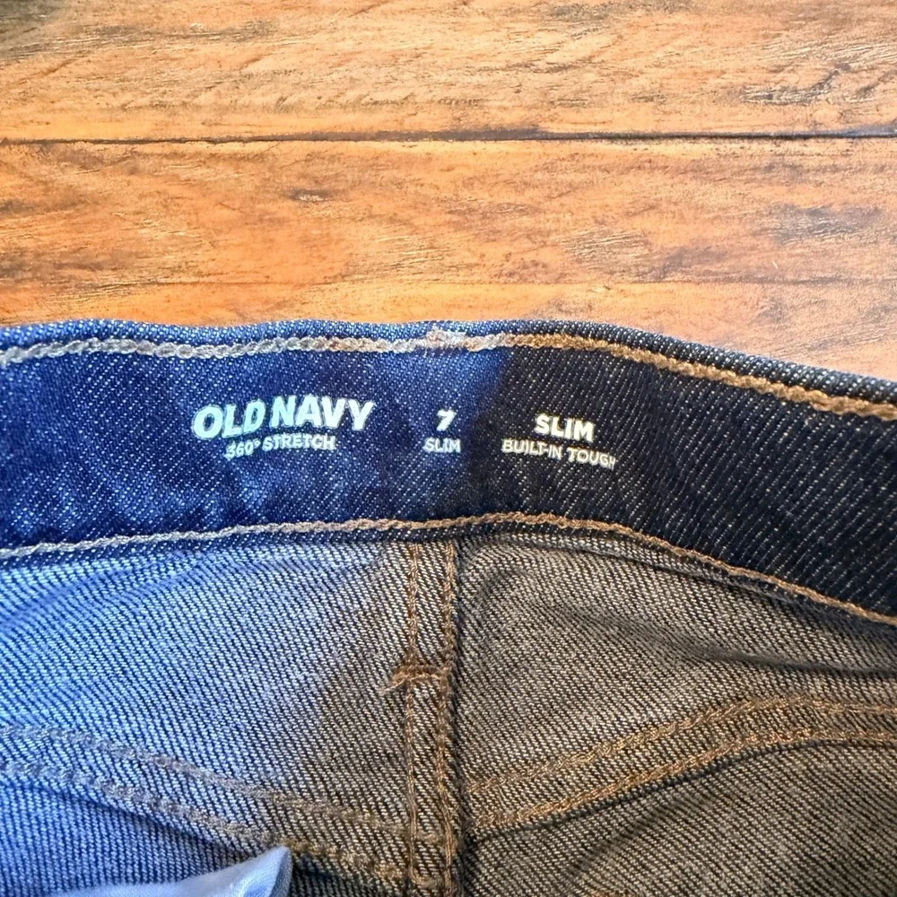 Old‎ Navy Boys Slim Jeans Size 7 Slim Dark Wash 360 Stretch Built-In Tough Denim