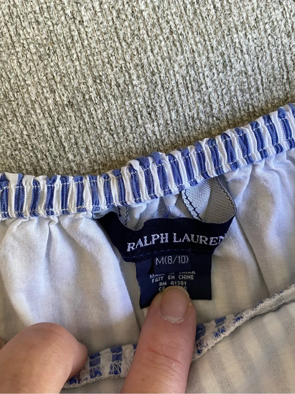 Ralph Lauren Blue and White Striped Ruffle Mini Skirt