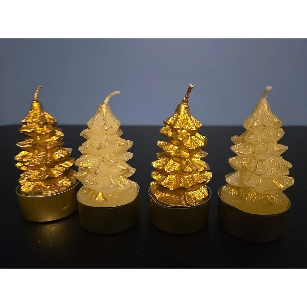 Glitter Gold Sparkle‎ Christmas Tree Candles Mini