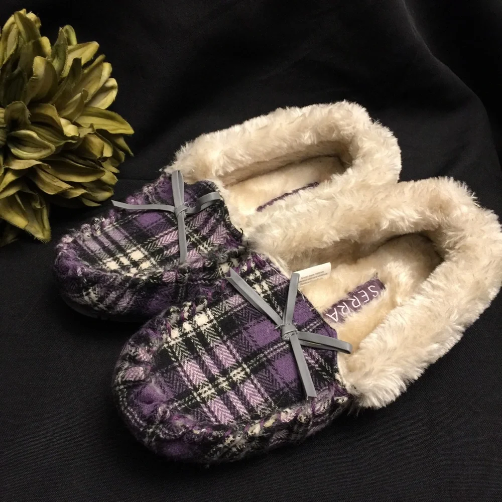 Sierra‎ Purple/Black-Moccasins, Size:5-6 Youth