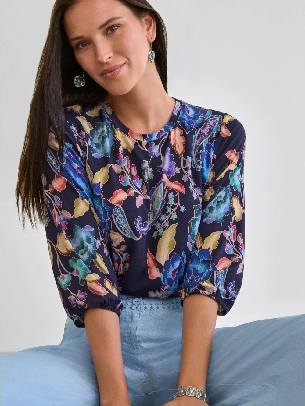 Johnny Was | The Janie Favorite Puff Sleeve Top in Stevies Garden Print, XS