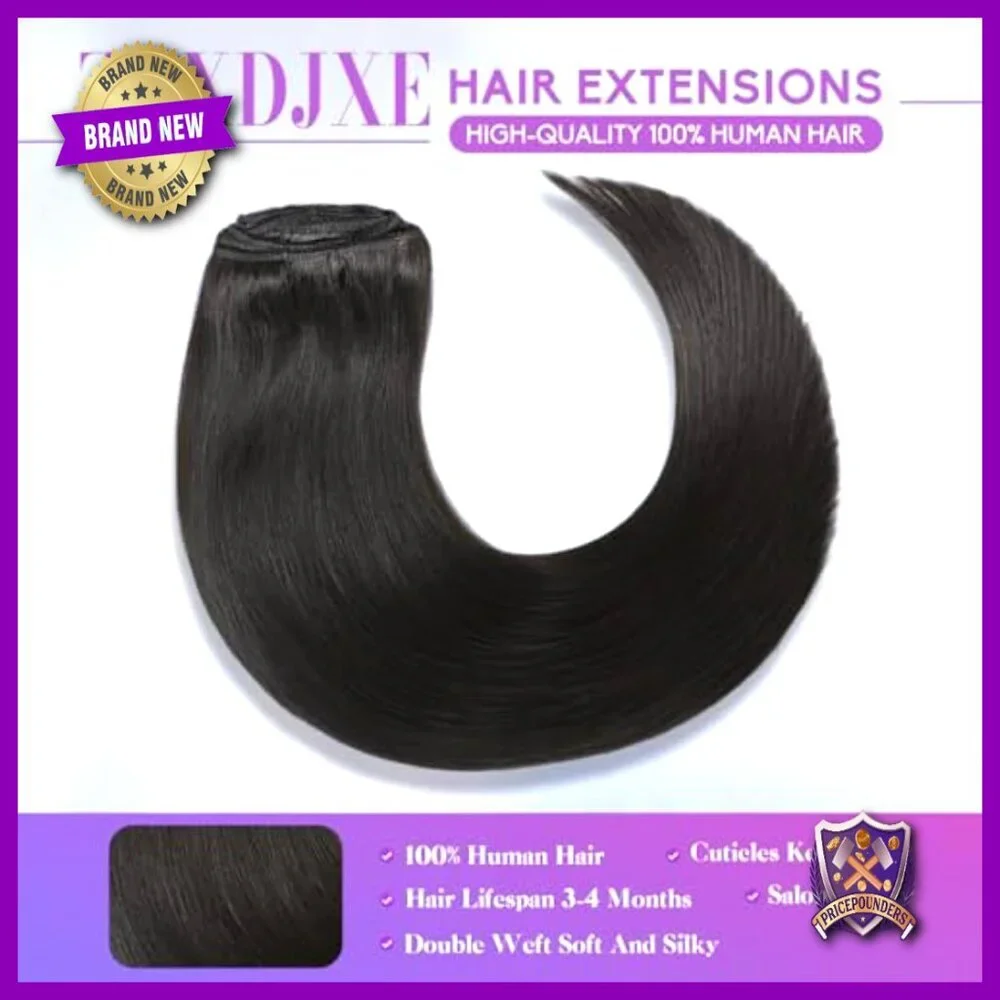 18 Inch Clip In Human Hair Extensions, 100g Straight Remy Hair, 8 Piece Set
